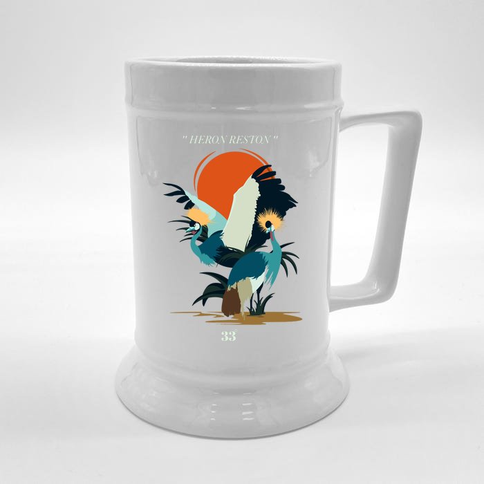 Heron Front & Back Beer Stein