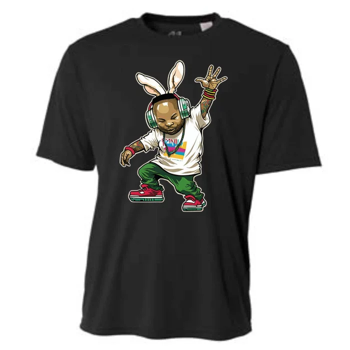 Hip Hop Easter Bunny Face Cooling Performance Crew T-Shirt