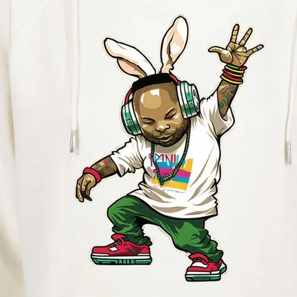 Hip Hop Easter Bunny Face Womens Funnel Neck Pullover Hood