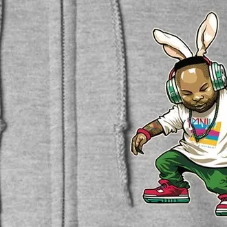 Hip Hop Easter Bunny Face Full Zip Hoodie