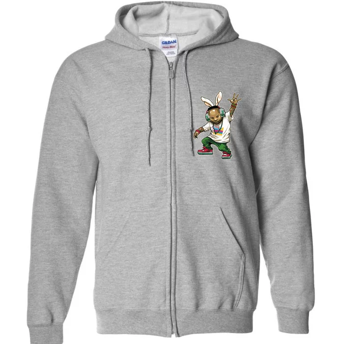 Hip Hop Easter Bunny Face Full Zip Hoodie