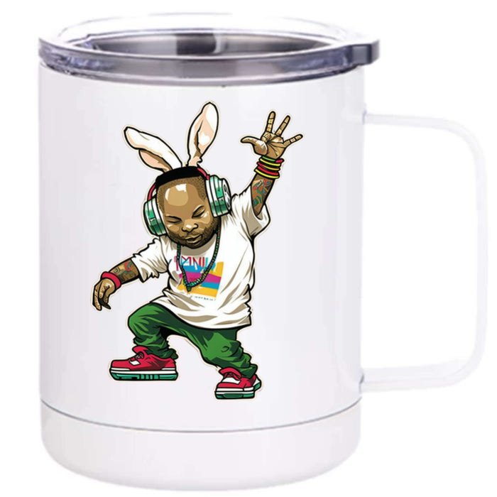 Hip Hop Easter Bunny Face Front & Back 12oz Stainless Steel Tumbler Cup