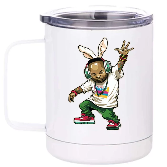 Hip Hop Easter Bunny Face Front & Back 12oz Stainless Steel Tumbler Cup