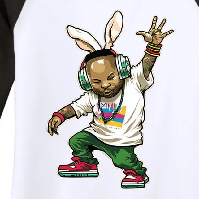 Hip Hop Easter Bunny Face Women's Tri-Blend 3/4-Sleeve Raglan Shirt