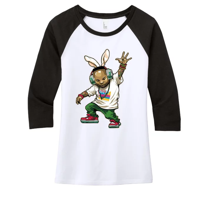 Hip Hop Easter Bunny Face Women's Tri-Blend 3/4-Sleeve Raglan Shirt