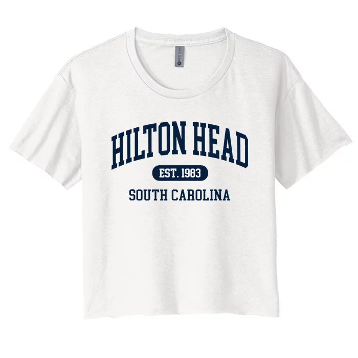 Hilton Head Est 1983 South Carolina Retro Throwback Women's Crop Top Tee