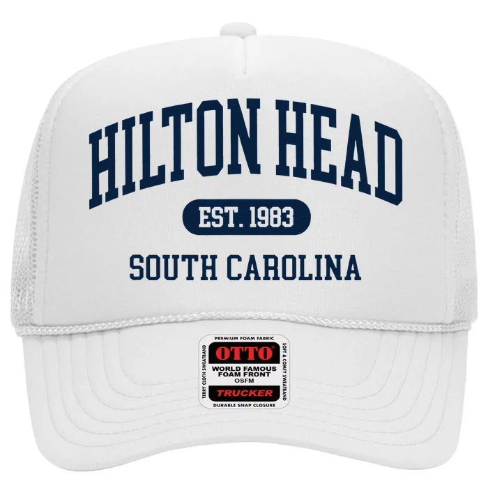 Hilton Head Est 1983 South Carolina Retro Vintage High Crown Mesh Trucker Hat