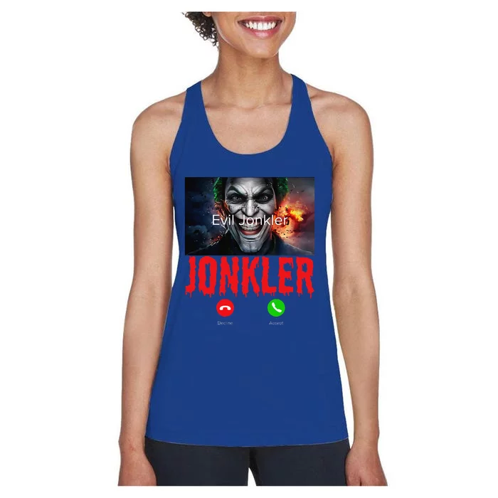 Humor Halloween Evil Jonkler Is Calling Evil Jonkler Women's Racerback Tank