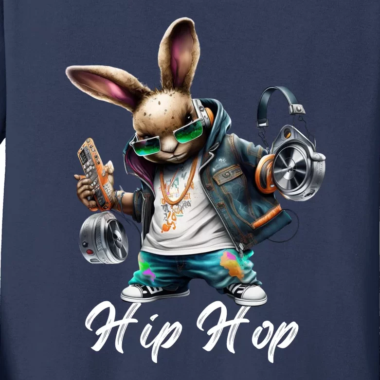 Hip Hop Easter Bunny Easter Rabbit Kids Long Sleeve Shirt