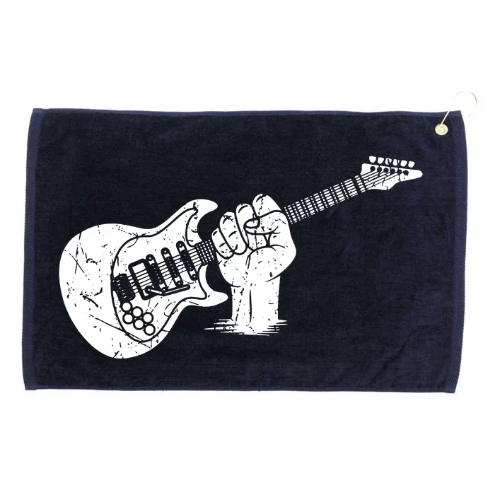 Hand Holding Electric Guitar Musician Musical Grommeted Golf Towel