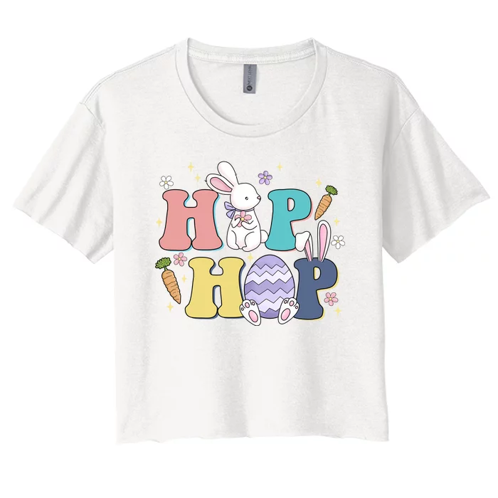 Hip Hop Easter Bunny Festive Holiday Cute Women's Crop Top Tee