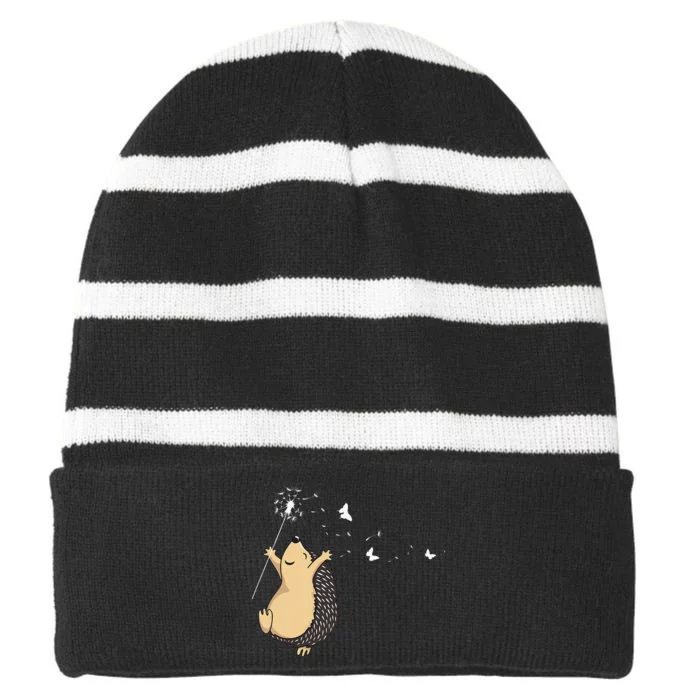 Hedgehog Striped Beanie with Solid Band