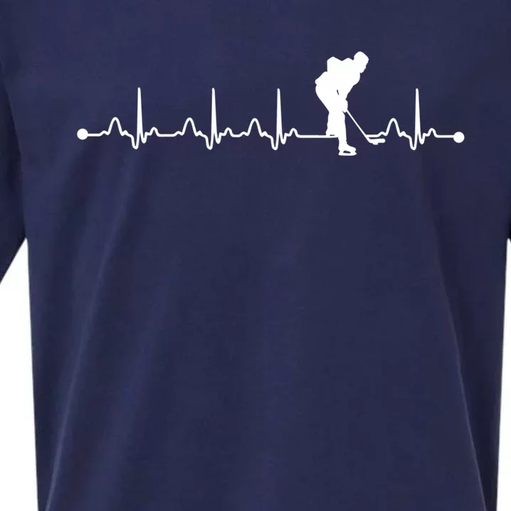 Hockey Heartbeat Ekg Pulse Hockey Player Lover Gift Sueded Cloud Jersey T-Shirt