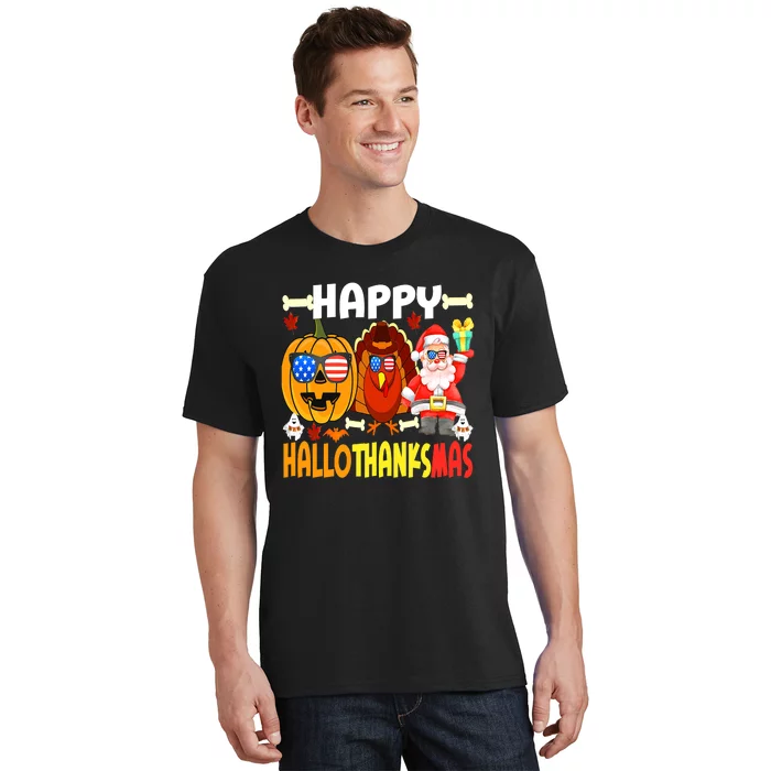 Happy HalloThanksMas Funny Pumpkin T-Shirt