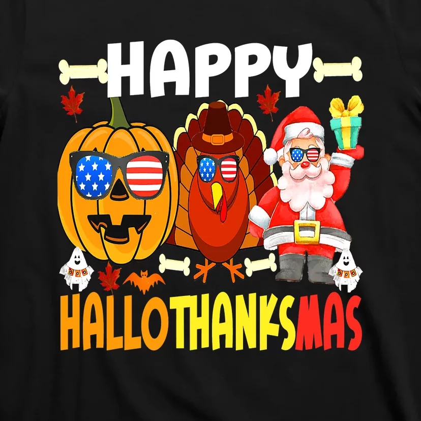 Happy HalloThanksMas Funny Pumpkin T-Shirt