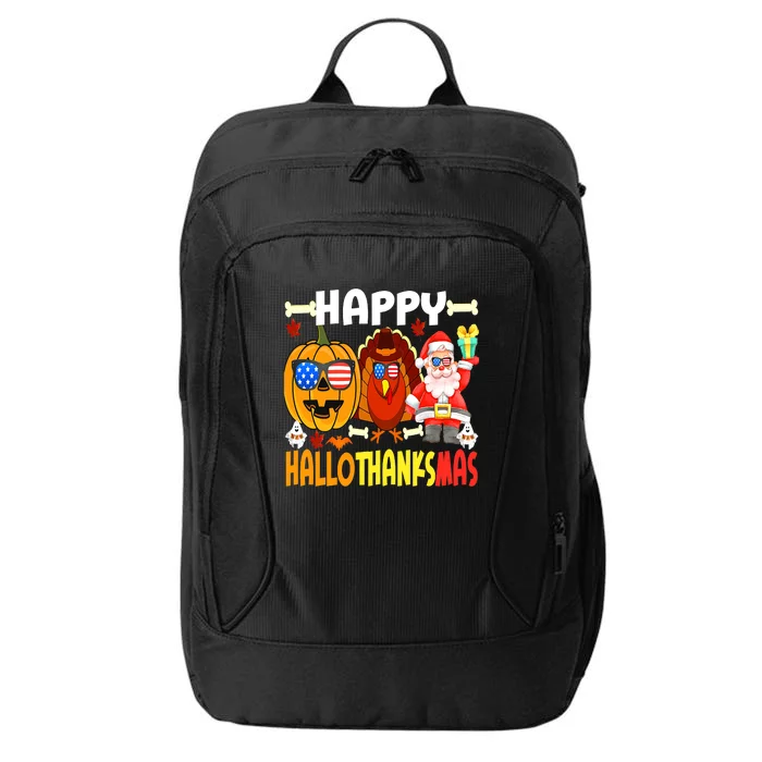 Happy HalloThanksMas Funny Pumpkin City Backpack