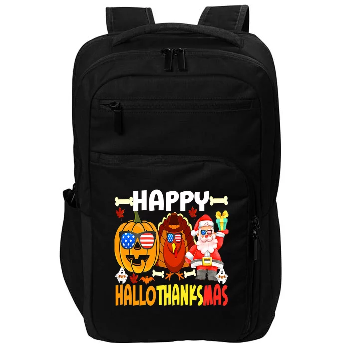 Happy HalloThanksMas Funny Pumpkin Impact Tech Backpack