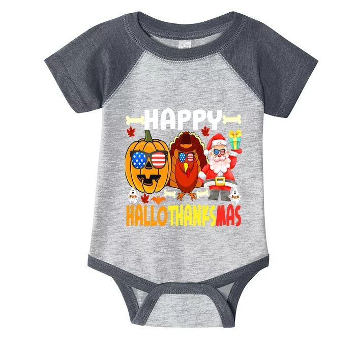 Happy HalloThanksMas Funny Pumpkin Infant Baby Jersey Bodysuit