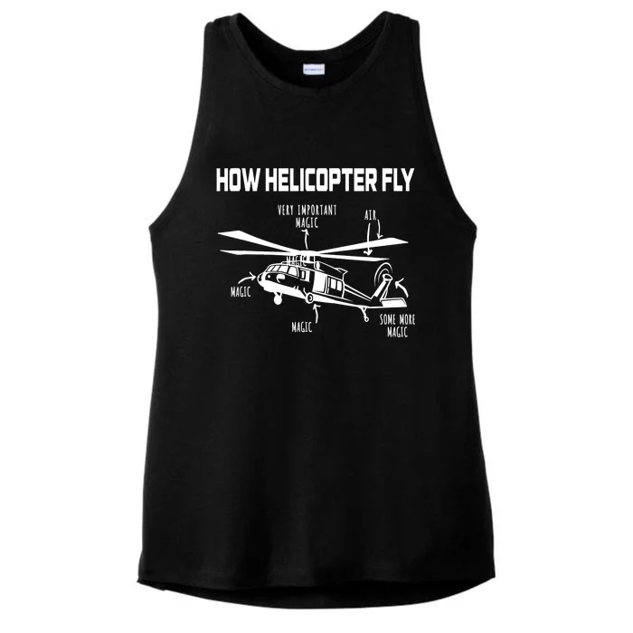 How Helicopters Fly Funny Helicopter Pilot Rotorcraft Pilot Ladies Tri-Blend Wicking Tank