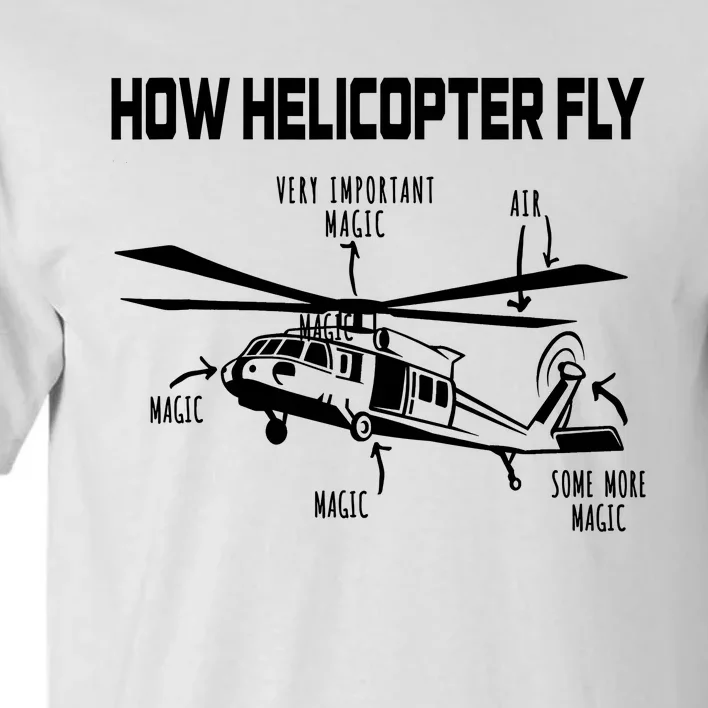 How Helicopters Fly Funny Helicopter Pilot Rotorcraft Pilot Tall T-Shirt