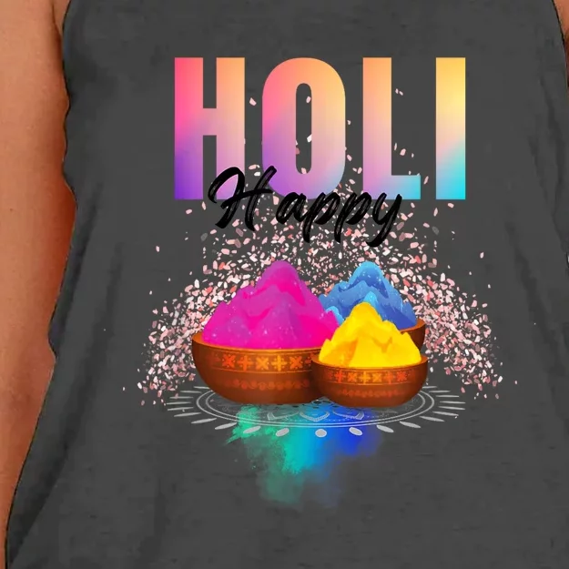 Happy Holi  Festival Of Colours On The Festival Of Love Women's Knotted Racerback Tank