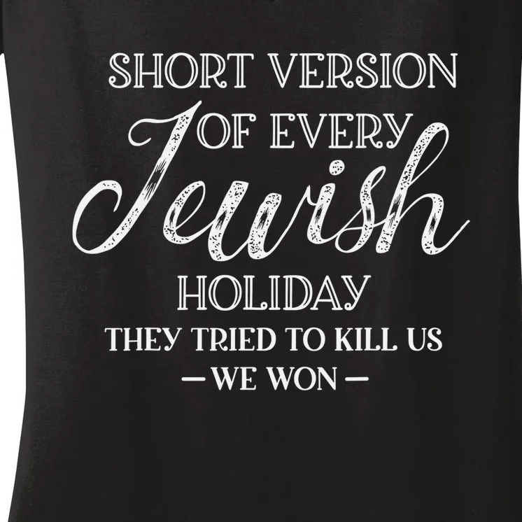 Happy Hanukkah Funny Jewish Holiday Chanukah Women's V-Neck T-Shirt