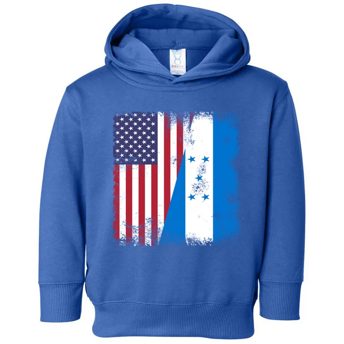 Half Honduran Flag Vintage Honduras Usa Gift Cool Gift Toddler Hoodie