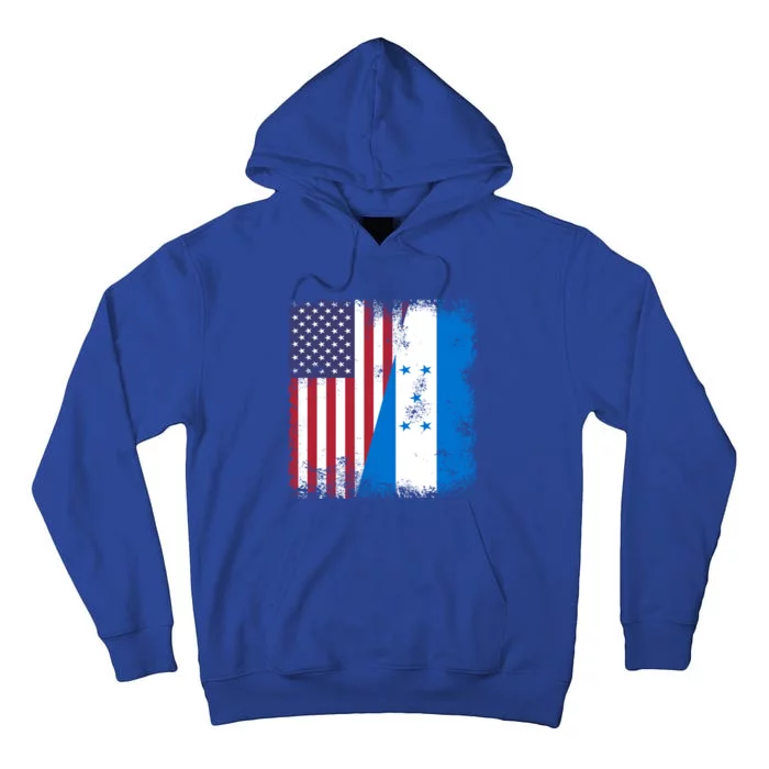 Half Honduran Flag Vintage Honduras Usa Gift Cool Gift Tall Hoodie