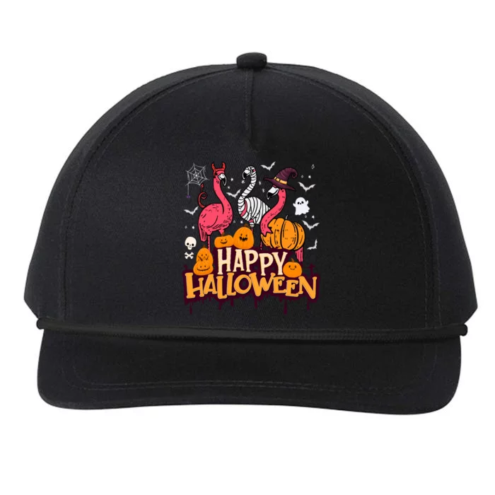 Happy Halloween Flamingo Witch Mummy Costume Gift Snapback Five-Panel Rope Hat