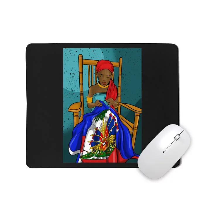 Haiti Haitian Flag Day Proud Woman Ayiti Girl Mousepad