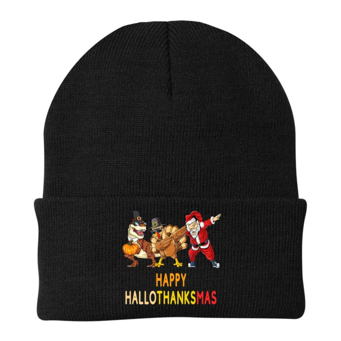 Happy Hallothanksmas Funny Halloween Thanksgiving Christmas Knit Cap Winter Beanie