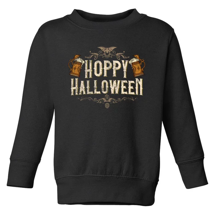 Hoppy Halloween Funny Vintages Halloween Beer Drinking Toddler Sweatshirt