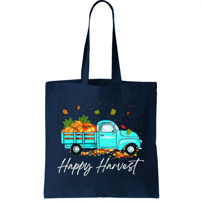 Happy Harvest Fall Season Pumpkin Truck Thanksgiving Vintage Tote Bag