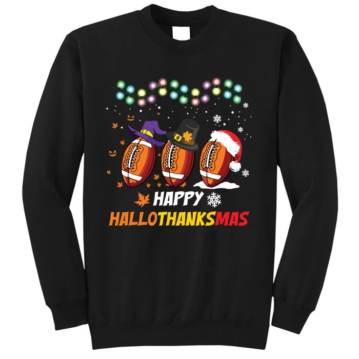 Happy Hallothanksmas Football Halloween Thanksgiving Xmas Sweatshirt