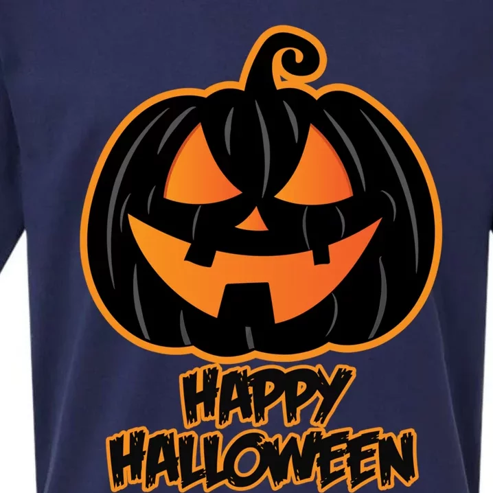 Happy Halloween for and Wo - Pumpkin Halloween Sueded Cloud Jersey T-Shirt