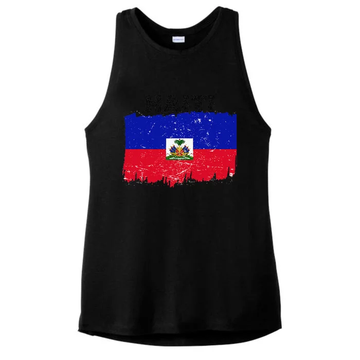 Haiti Haitian Flag Day Haitian Pride Ladies Tri-Blend Wicking Tank