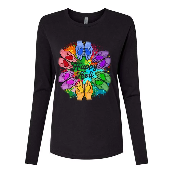 Happy Holi Festival Color Costume India Hindu Spring Gift Meaningful Gift Womens Cotton Relaxed Long Sleeve T-Shirt