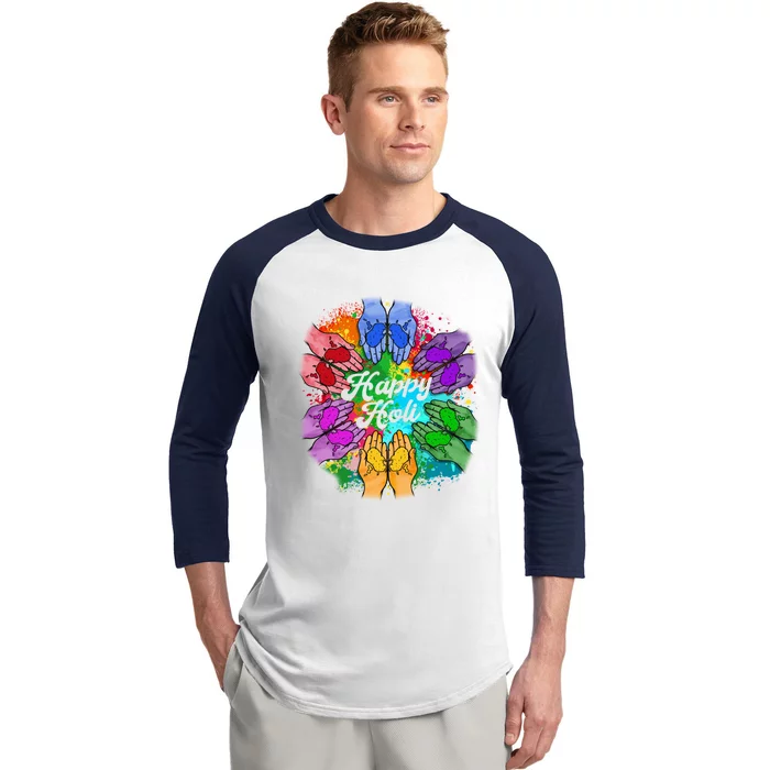 Happy Holi Festival Color Costume India Hindu Spring Gift Meaningful Gift Baseball Sleeve Shirt