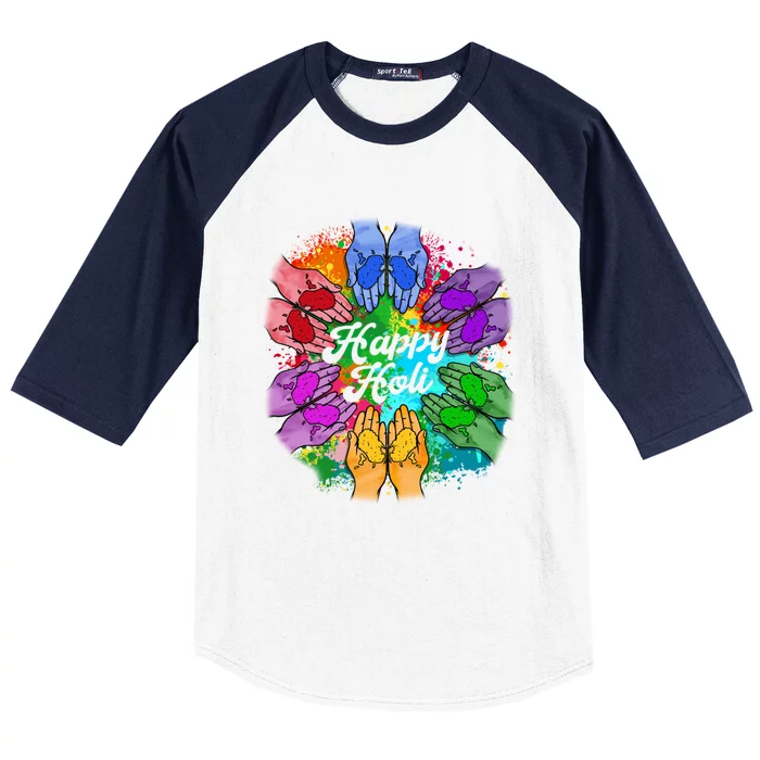 Happy Holi Festival Color Costume India Hindu Spring Gift Meaningful Gift Baseball Sleeve Shirt