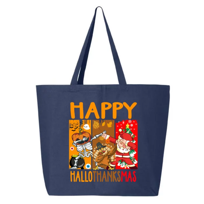 Happy Hallothanksmas Funny Skeleton Pumpkin Santa Dab Dance Cool Gift 25L Jumbo Tote