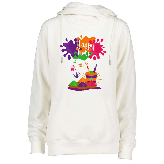 Happy Holi Festival Outfit For Family Womens Funnel Neck Pullover Hood