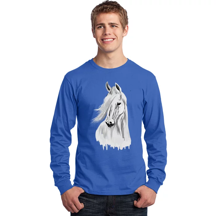 Horse Head Funny Equestrian Animal Lover Gift Gift Long Sleeve Shirt