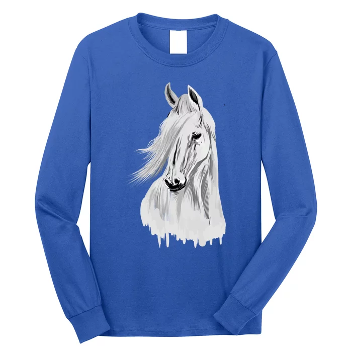 Horse Head Funny Equestrian Animal Lover Gift Gift Long Sleeve Shirt