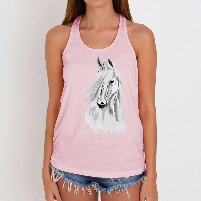 Horse Head Funny Equestrian Animal Lover Gift Gift Women's Knotted Racerback Tank