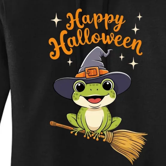 Happy Halloween Frog Cute Costume Funny Frog Witch Women's Pullover Hoodie