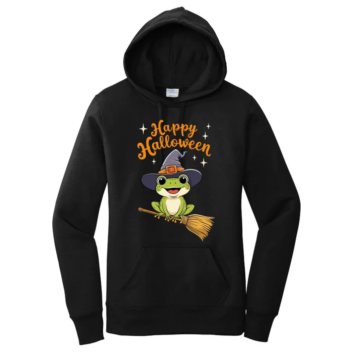 Happy Halloween Frog Cute Costume Funny Frog Witch Women's Pullover Hoodie