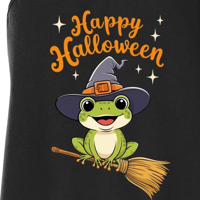 Happy Halloween Frog Cute Costume Funny Frog Witch Women's Racerback Tank