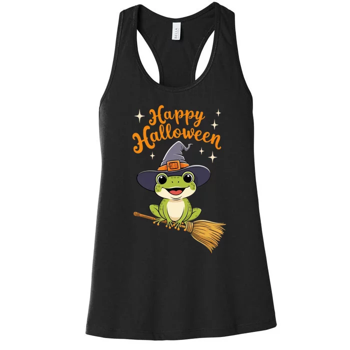 Happy Halloween Frog Cute Costume Funny Frog Witch Women's Racerback Tank