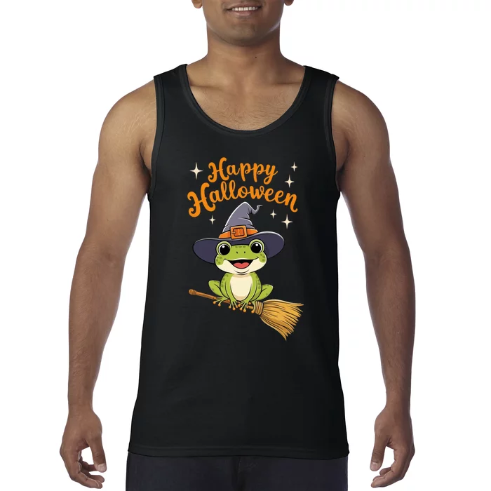 Happy Halloween Frog Cute Costume Funny Frog Witch Tank Top