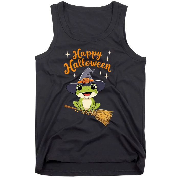 Happy Halloween Frog Cute Costume Funny Frog Witch Tank Top